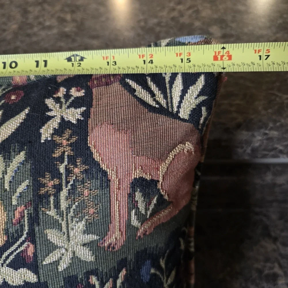 VTG Tapestry Throw Pillow Forest Animals Dog Rabbit Bird Otter 16x16 Cottagecore